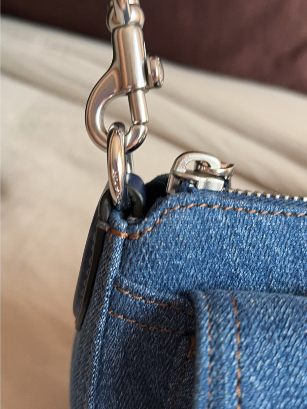 Coach Denim Blue Crossbody Bag with Silver Hardware